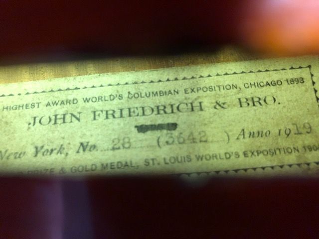 John Friedrich & Bros. Violin 1919 - Markneukirchen/New York - SOLD APRIL  20, 2023 -