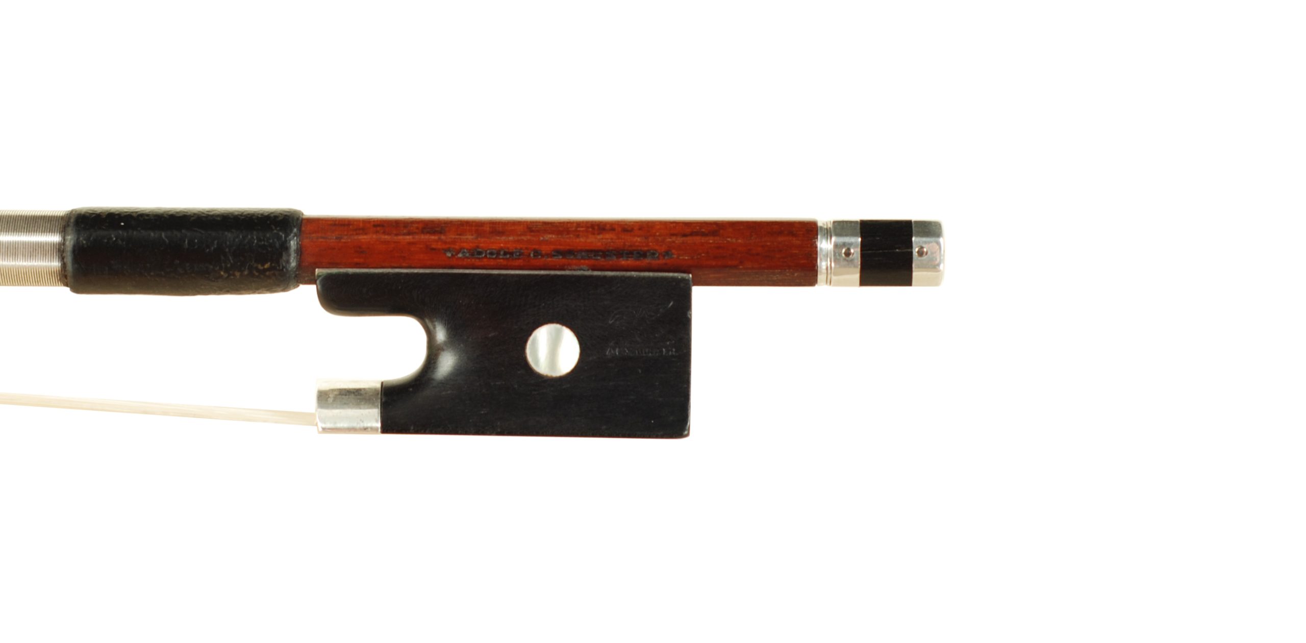 Adolf C Schuster Violin Bow - Markneukirchen circa 1935 SKU# 75006 VN Bow Stamp