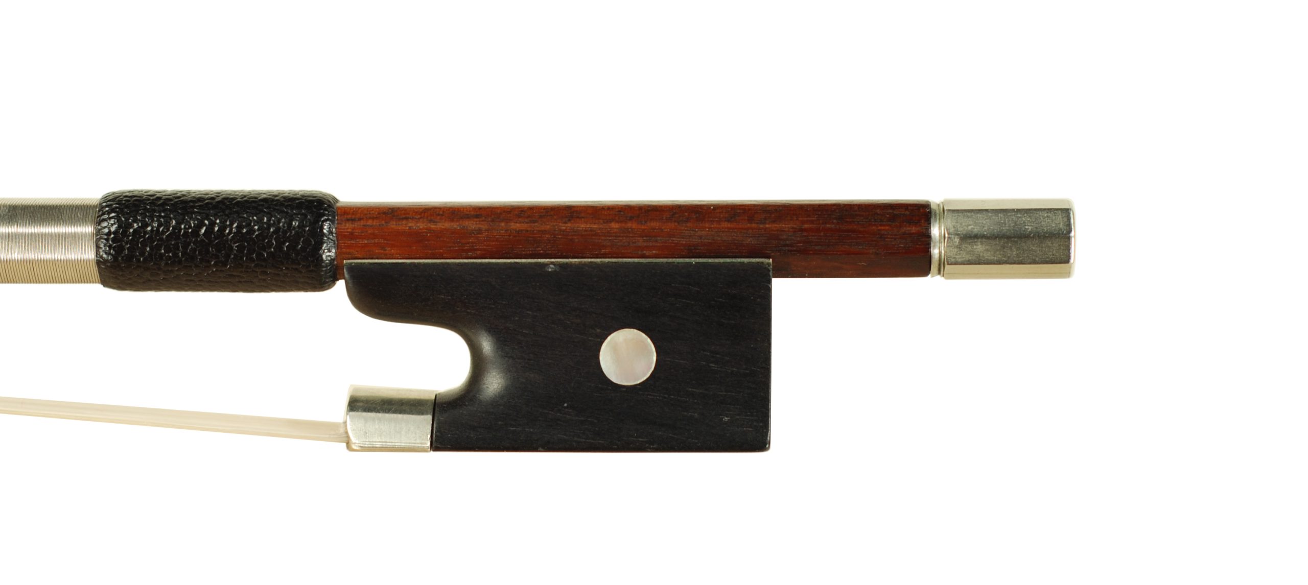 Non-Stamped Nickel Mount Pernambuco Violin Bow Klingenthal-Saxony circa 1900 SKU# 75087 VN Bow Stamp