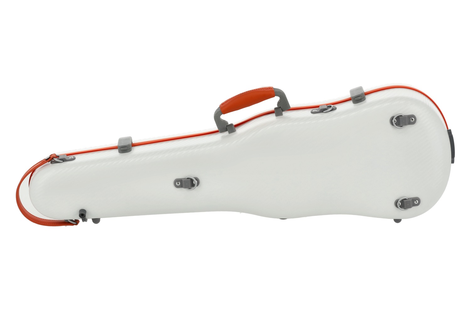 GEWA PURE Fun Shaped Polycarbonate Violin Case - White-Orange with Subway Handle Back