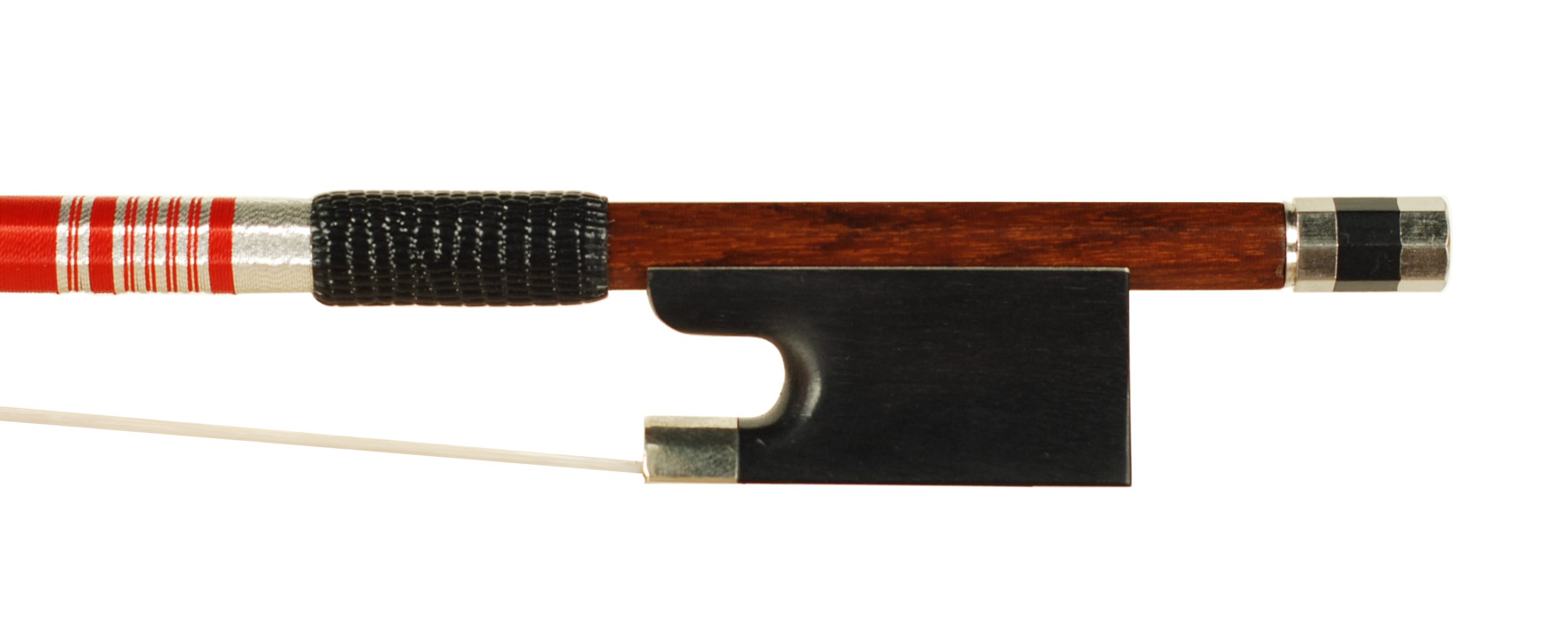 Brazilwood Nickel Violin Bow - Blind Eye Frog And Red Silk Winding SKU# 78034 VN Bow Stamp