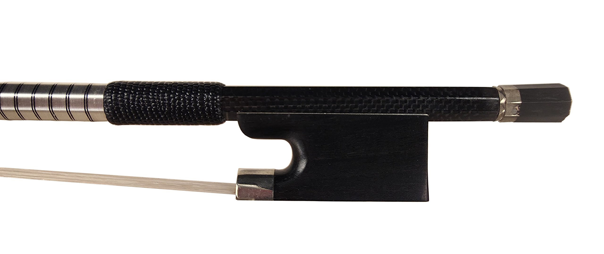 MINI-WEAVE Nickel Mounted Carbon Violin Bow SKU# 77969 VN Bow Stamp