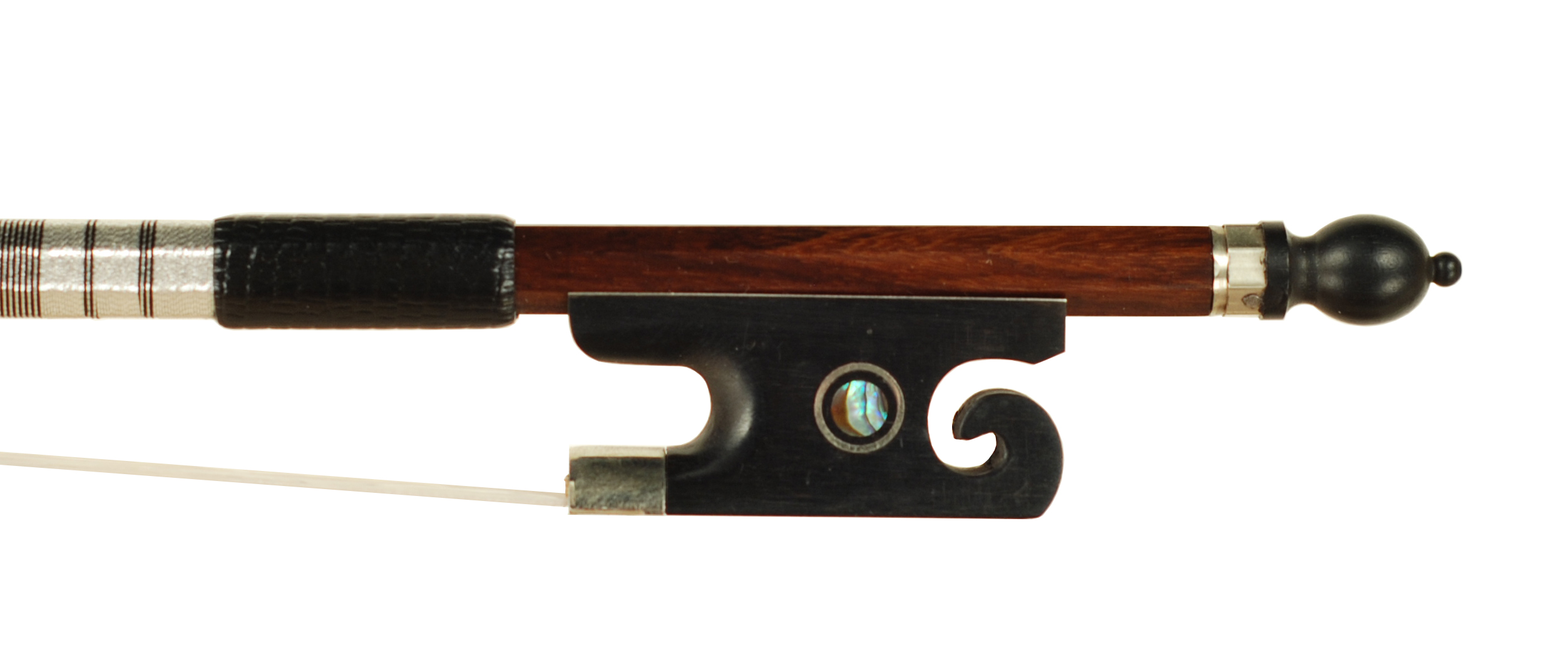 Mirecourt Style Old World Nickel Mount Brazilwood Violin Bow - Ornate Frog SKU# 77995 VN Bow Stamp